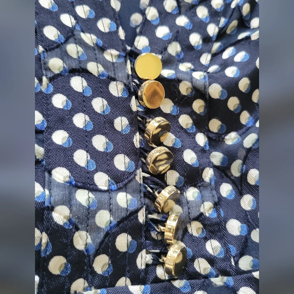 Tory Burch Navy Polka Dot Silk Dress - Picture 3 of 12